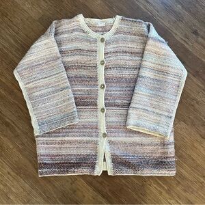 Handwoven Multicolor Striped Sweater Cardigan, Sz XL